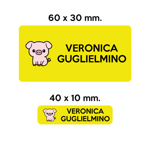 BARRIERA'S Stickers - set etichette personalizzabili scuola RICCIOLO il Maialino