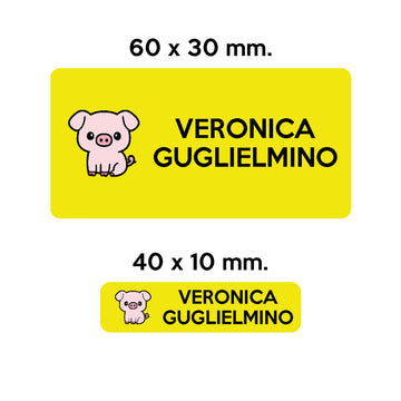 Compra giallo GUFO ROSSO - etichette oggetti scuola RICCIOLO il maialino