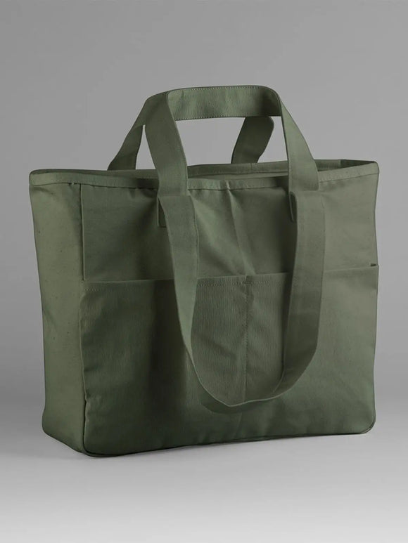 WESTFORD MILL W604 double handle cargo pocket tote - VERDE - Olive Green